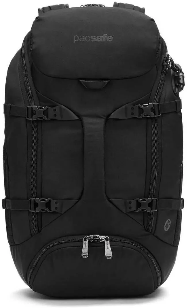 Pacsafe Rucsac antifurt pentru drumetii, Pacsafe, Cu fermoar, Plastic, Negru