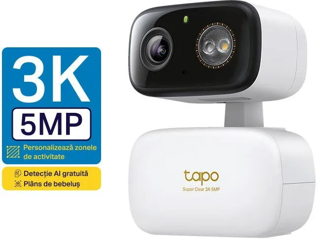 Camera Supraveghere TP-Link Camera de supraveghere Wireless TP-Link Tapo C236 cu Pan/Tilt 360 grade, 5MP 3K, Color Night Vision, Detectare Smart AI, Two-Way Audio, ONVIF, IP65