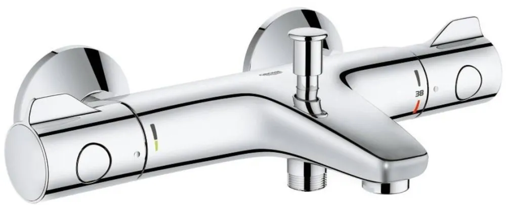 Grohe Baterie cada cu termostat Grohtherm 800, monocomanda, cartus ceramic, filtru impuritati, protectie reflux, diverter, Crom