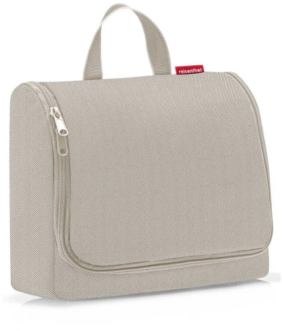 Reisenthel Kosmetica Toiletbag XL, 4 compartimente, culoare bej cu model herringbone, dimensiuni 28x23x10cm