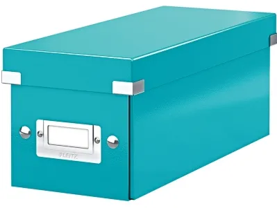 Leitz Cutie pentru 30/60 CD-uri cu carcasa Jewel/Slim, Leitz Click Store, carton laminat - turcoaz