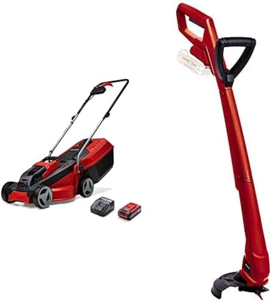 Einhell Cordless Lawn Mower Set GE-CM 18/30 + Grass Trimmer GE-CT 18 (red/black, Li-ion battery 4.0Ah)