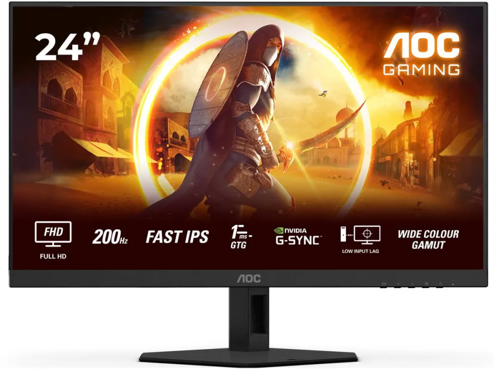 Monitor AOC Monitor Gaming Fast IPS LED AOC 23.8" 24G4HRE, Full HD (1920 x 1080), HDMI, DisplayPort, Boxe, 200 Hz, 0.5 ms (Negru)