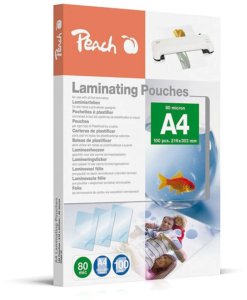 Peach laminating foil 80mic DINA4 100 pcs.