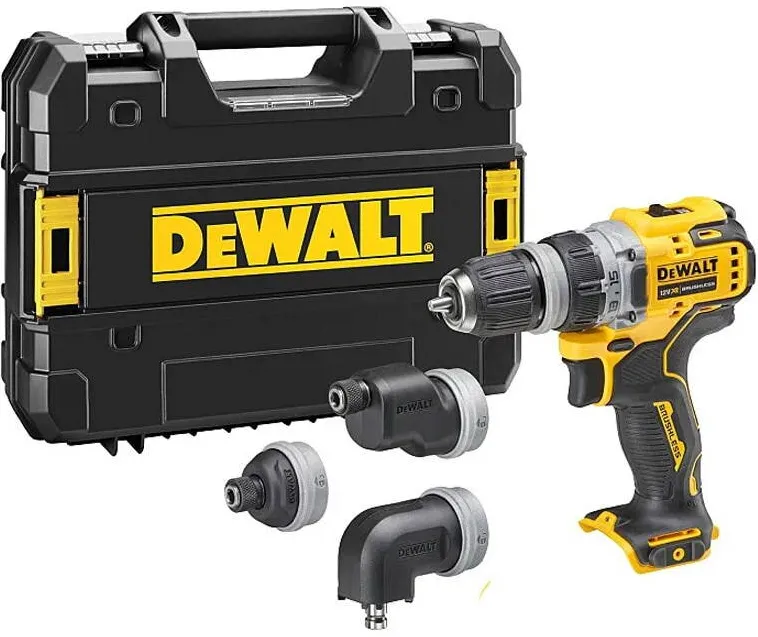 DeWalt Masina de gaurit/insurubat, 12V XR Li-Ion, cu 4 capete si motor fara perii, compatibila cu acumulatori, tip DCD703NT-XJ