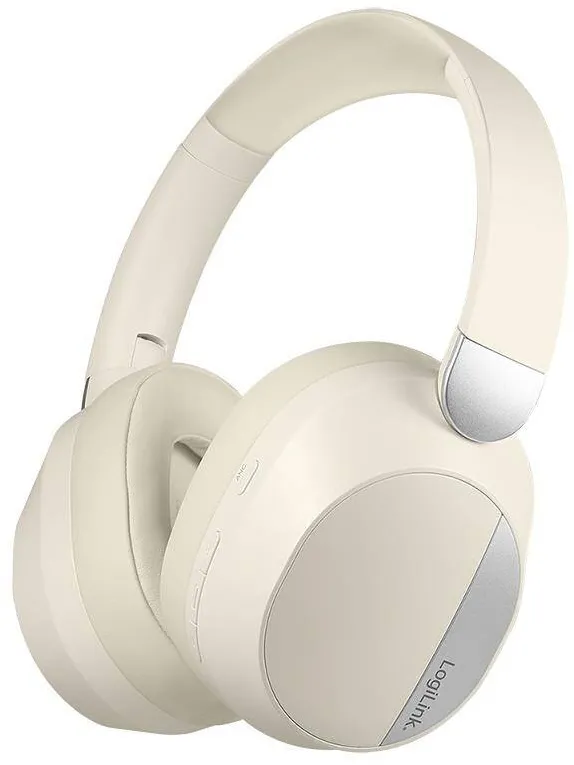 Casti Over-Head Logilink Casti wireless BT0071C Bluetooth 6.0, ANC, crem, multifunctionale