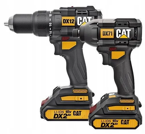 CAT Set masini de gaurit si insurubat Caterpillar DX12K, 18V, 2 acumulatori 2,0Ah, 3 viteze, compact, cu incarcator