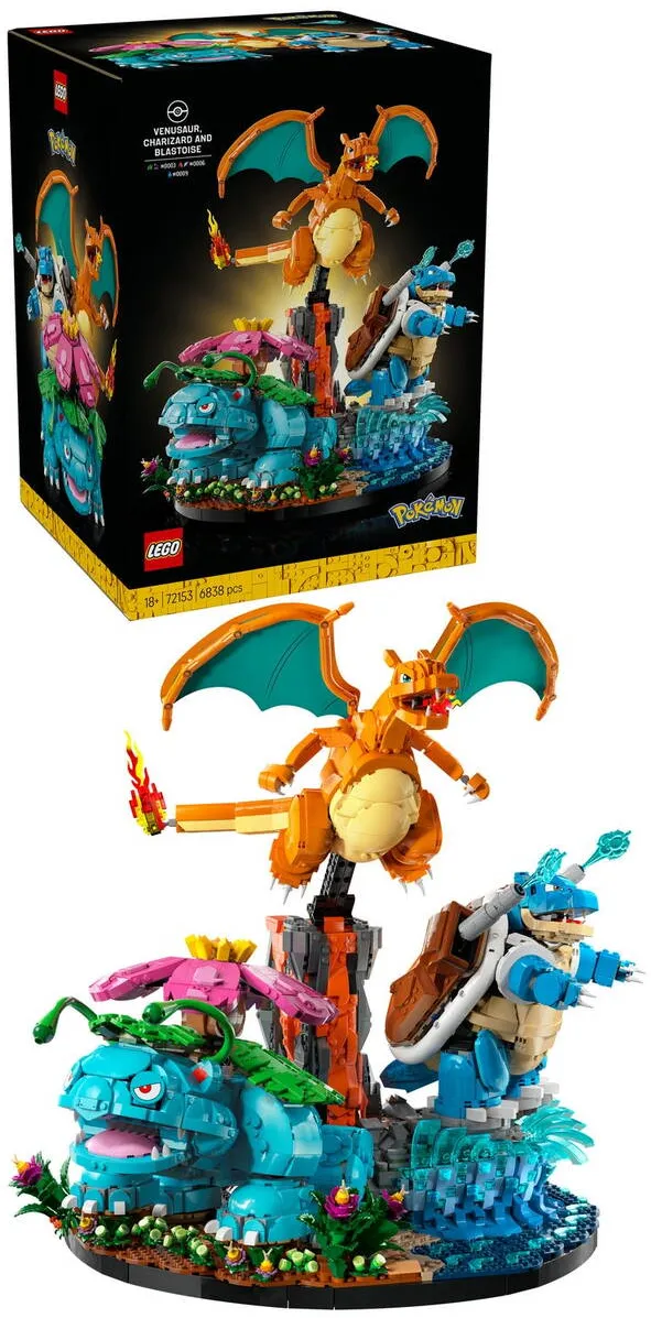 LEGO Set de constructie Pokémon Venusaur, Charizard si Blastoise 72153, 6838 piese