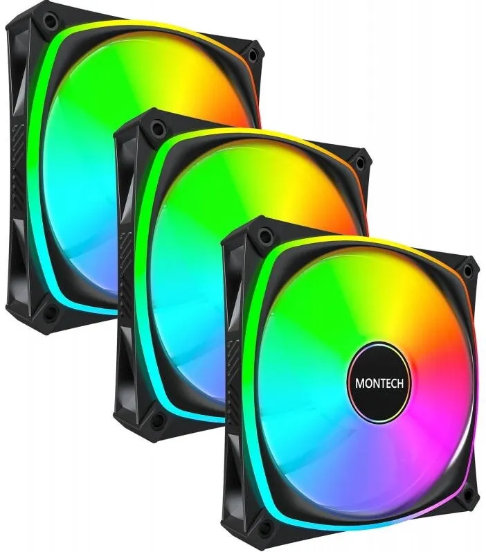 Montech Ventilator PC Montech RX120 Pro 120mm, set 3 in 1, negru