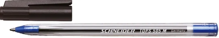 Schneider Pix Schneider Tops 505M, unica folosinta, varf mediu, corp transparent - scriere albastra