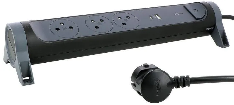 Prelungitor Legrand 3x2PZ + USB A/C 1,5m Negru