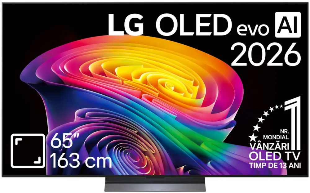 Televizor LG OLED Evo 65C6ELB, 164 cm, Smart, 4k Ultra HD, 165 Hz, Clasa E (Model 2026)
