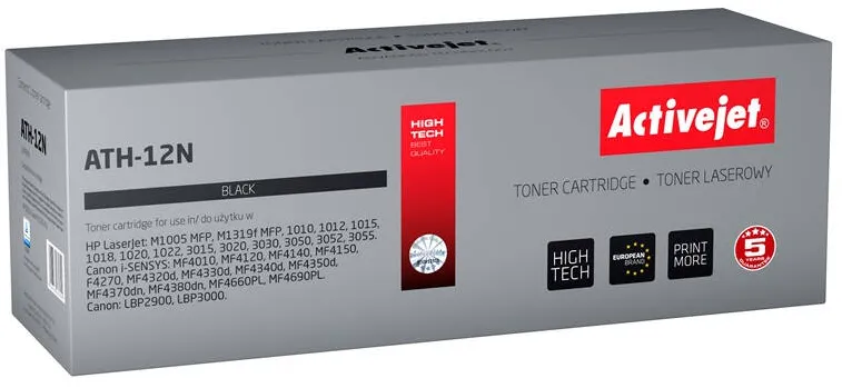Toner imprimanta ACTIVEJET COMPATIBIL ATH-12N black for HP printer; HP 12A Q2612A, Canon FX-10, Canon CRG-703 replacement; Supreme; 2300 pages; black