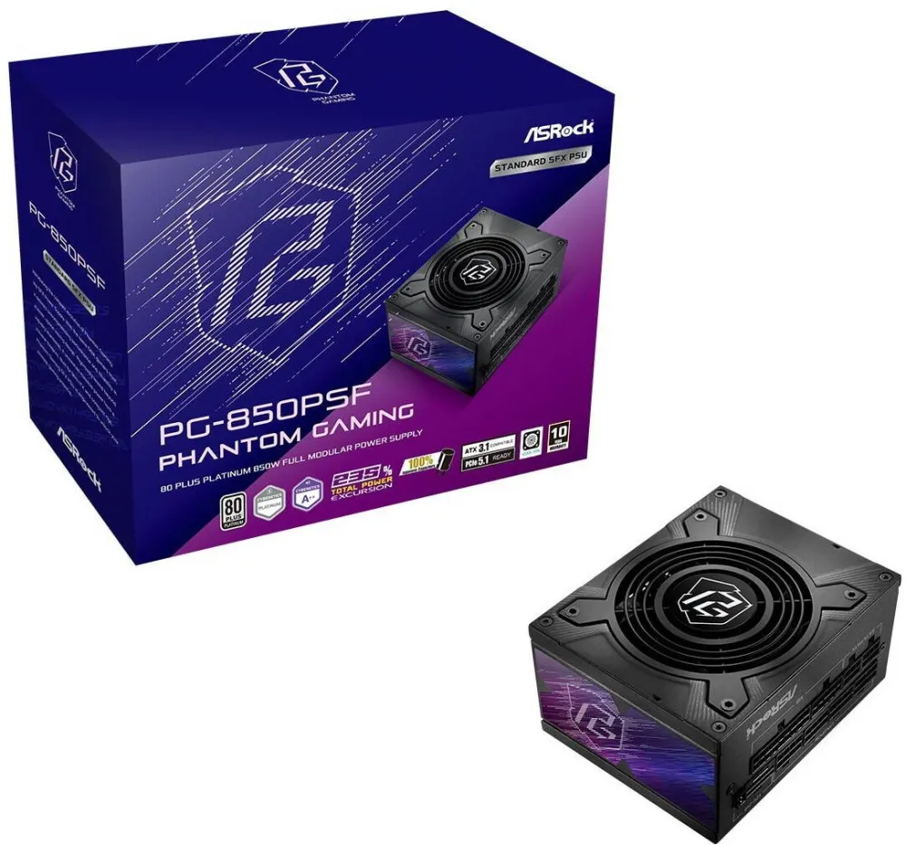 Sursa PC ASRock 850W 80+ Platinum Phantom Gaming PG-850PSF, 308976, de alimentare