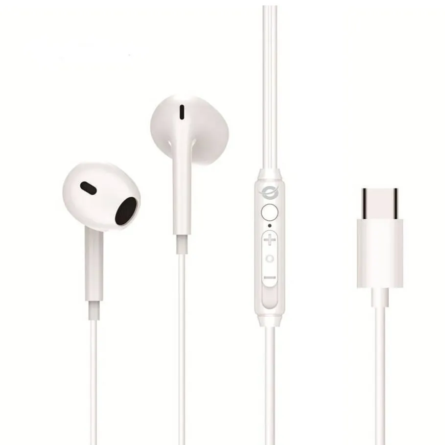 Casti In-Ear CONCEPTRONIC BRENDAN02W alb USB-C 1.2m