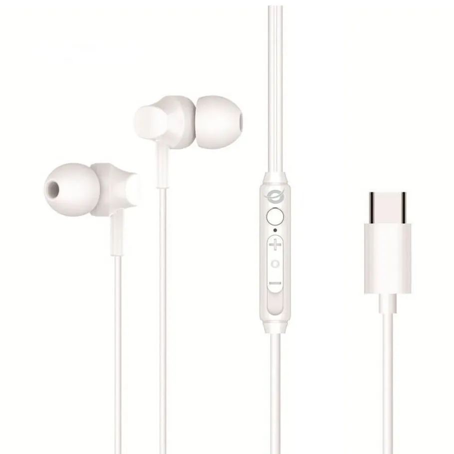 Casti In-Ear CONCEPTRONIC BRENDAN03W alb USB-C 1.2m