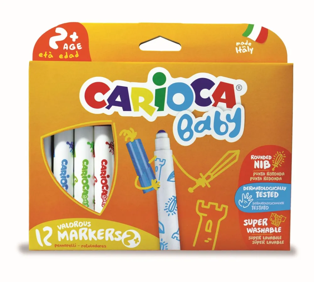 Carioca super lavabila, 12 culori/cutie, CARIOCA Baby +2