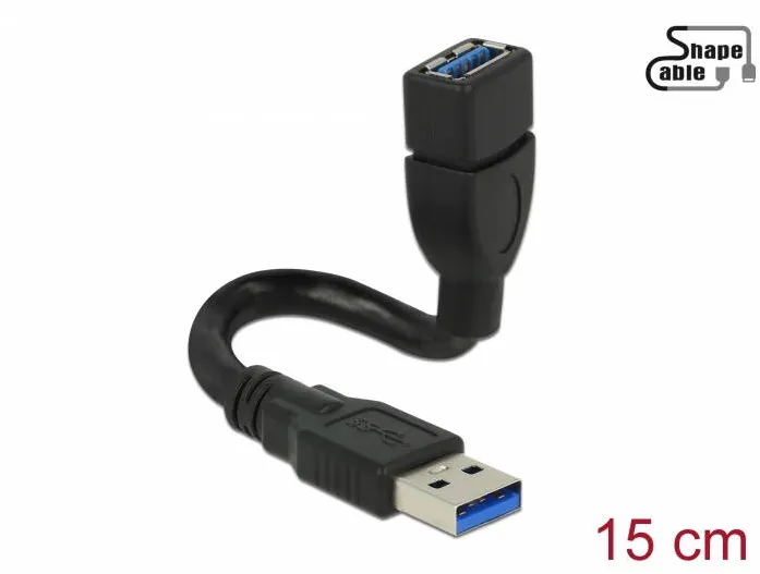 Adaptor DELOCK USB 3.0 Tip-A tata > USB 3.0 Tip-A mama ShapeCable 0,15 m