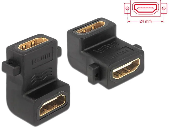 Adaptor DELOCK HDMI A female > female with screw hole 90° angled