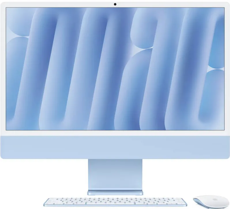 Sistem All in One Apple iMac 24 inch 4.5K Retina, Procesor M4, 16GB RAM, 256GB SSD, 8 core GPU, macOS Sequoia, RO keyboard, Blue