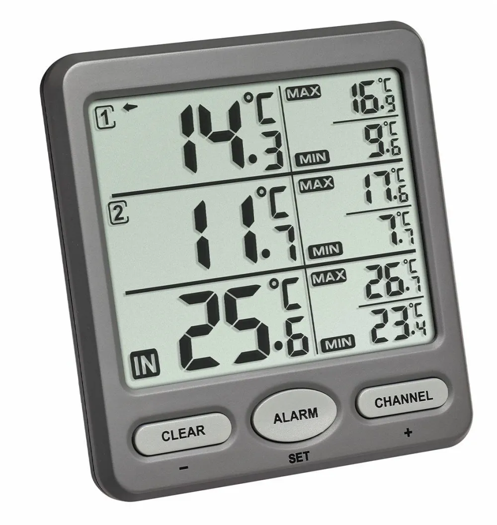 TFA Termometru digital TFA, Interior/ Exterior, Wireless, Gri