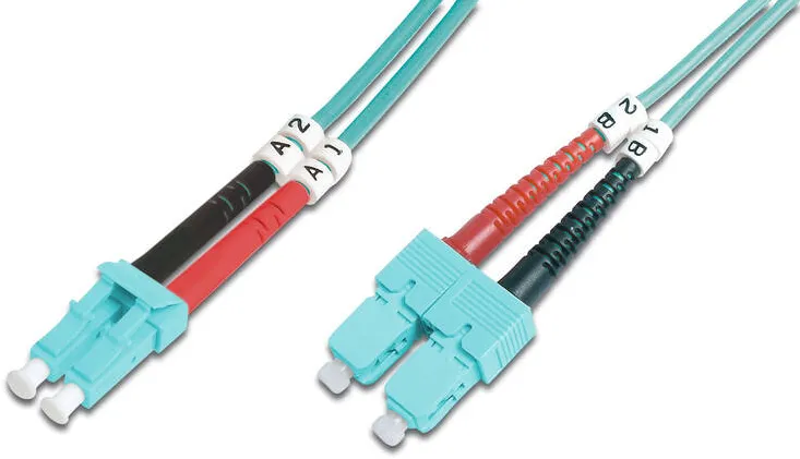 Cablu Assmann DIGITUS Fiber Optic Patch Cord LC to SC Multimode 50/125 m Duplex 2m Class OM3