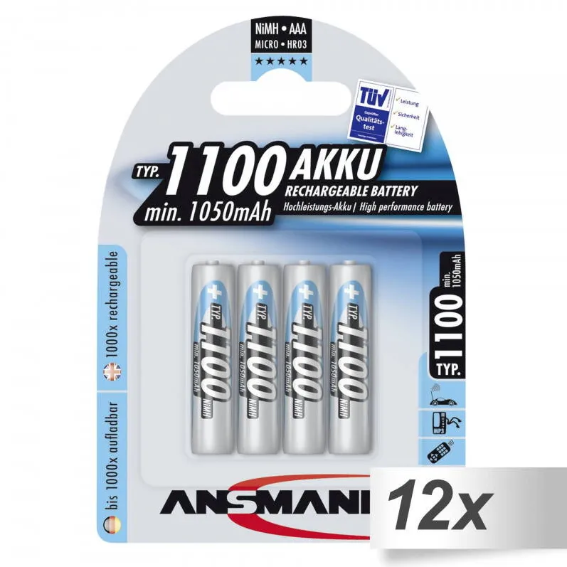 Ansmann Acumulator 12x4 NiMH bat. 1100 Micro AAA 1050 mAh