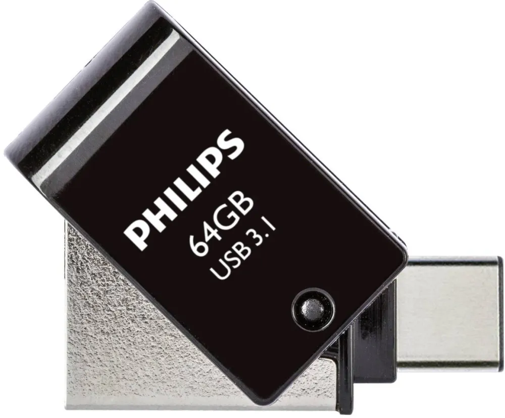 Memorie USB Philips Memorie USB, Philips, 2in1, USB-A/USB-C, 64 GB, Negru/Argintiu