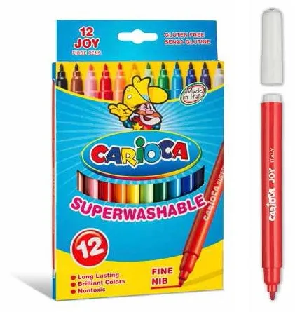 Carioca super lavabila, varf subtire 2.6mm, 12 culori/cutie, CARIOCA Joy