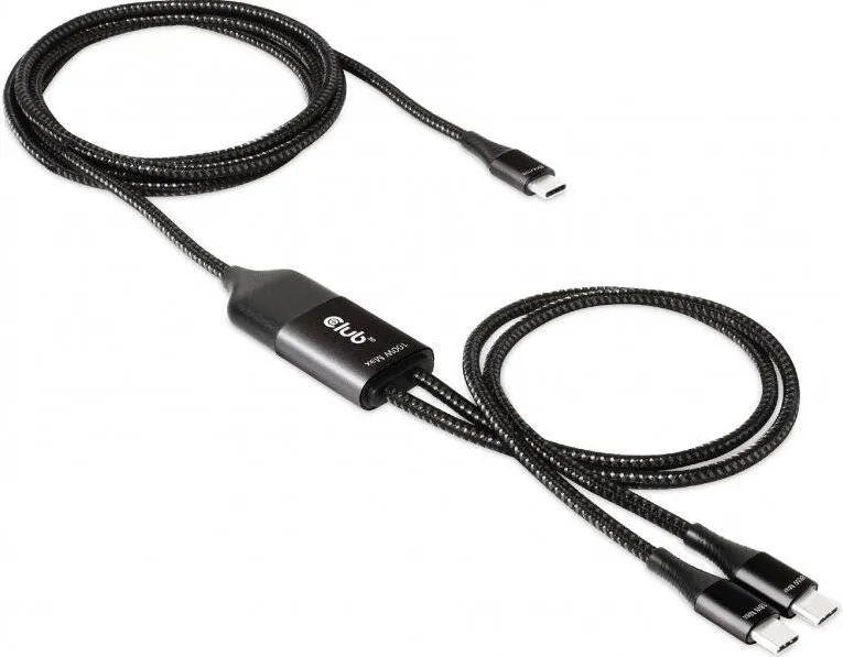 Cablu Date CLUB 3D USB Typ C > 2x Typ C 1,83m 100W St/St