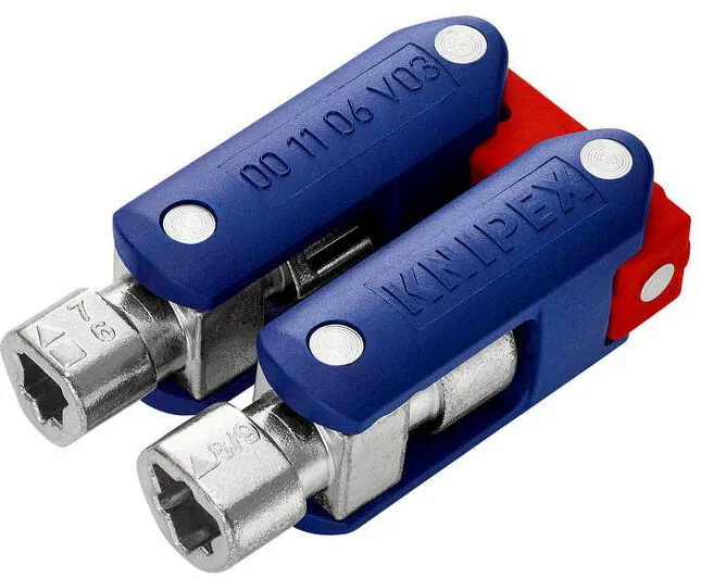 KNIPEX DoubleJoint control cabinet wrench, socket wrench (blue/red, total arm length 97mm)