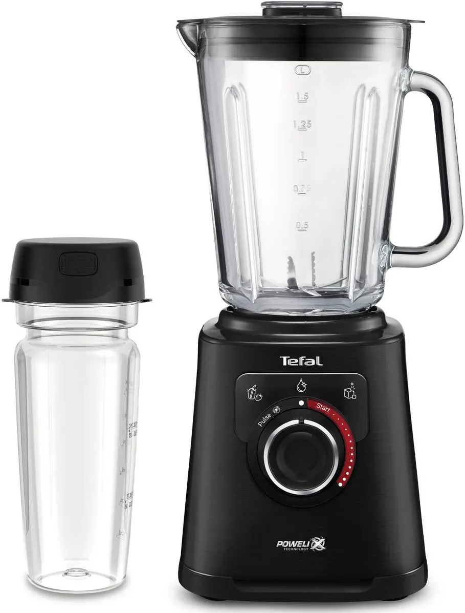 TEFAL Blender PerfectMix+ BL87G831, 1200 W, 1.5 L, 3 programe automate, tehnologie Powelix, functie Autoclean, functie zdrobire gheata, Air Cooling, 6 lame inox, negru