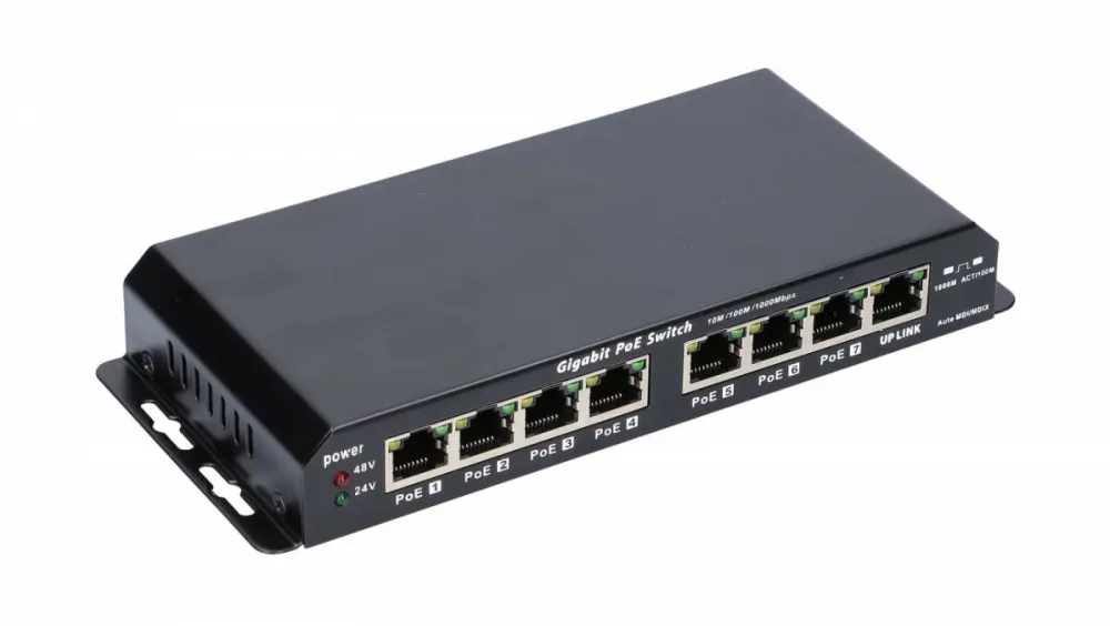 Switch EXTRALINK GIGABIT POE 8-7 PORT 24V 60W WITH POWER SUPPLY 24V / 48V 60W WITH POWER ADAPTER 24V 2.5A