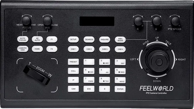 Monitor Foto / Video Feelworld KBC10 PTZ Camera Controller with Joystick and Keyboard Control LCD Display PoE Supported