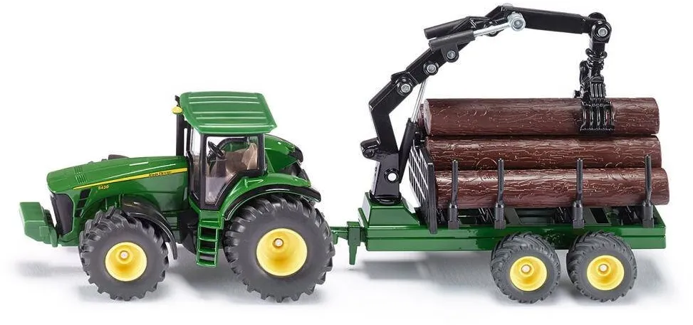Siku Tractor forestier cu remorca, Siku, John Deere 8430, 1:50, Verde