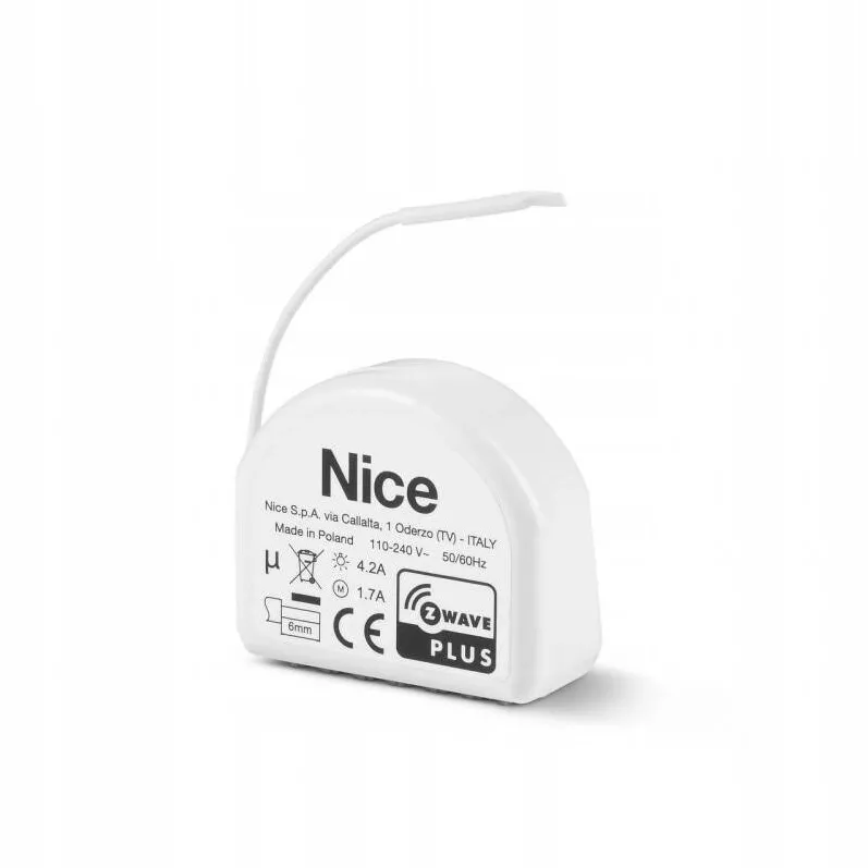 Nice Modul dublu de control al intensitatii luminii, Nice, 2 canale, 70W pe canal, Z-Wave, 45x37x20mm, alb