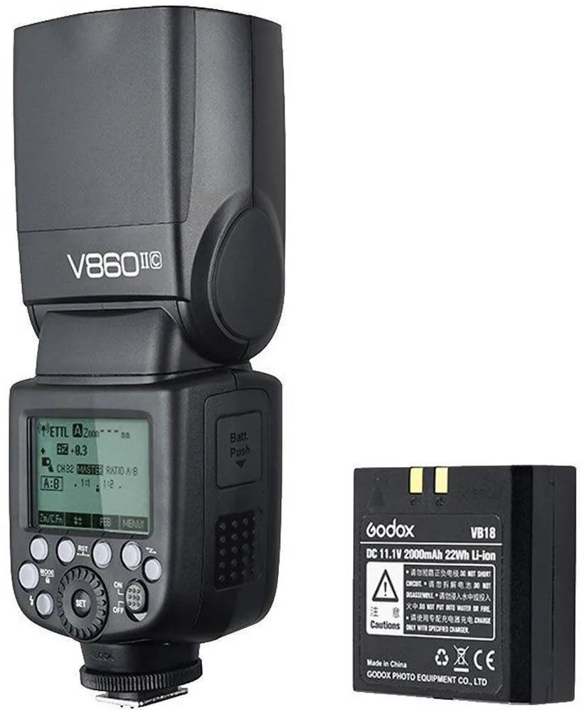 Godox Kit Blitz Godox Ving V860IIC TTL pentru Canon cu acumulator, Negru