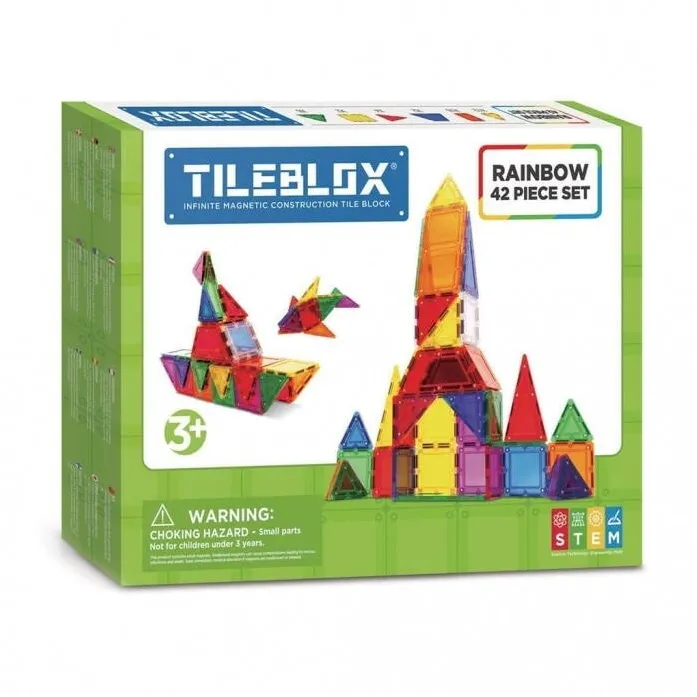 Jucarie Educationala Magformers Set de constructie Tileblox, 42 elemente, multicolor, 330x257mm