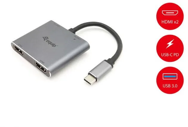 Docking Station EQUIP Adapter USB-C -> 2xHDMI,USB-A3.0,PD    4K30Hz 0.15m