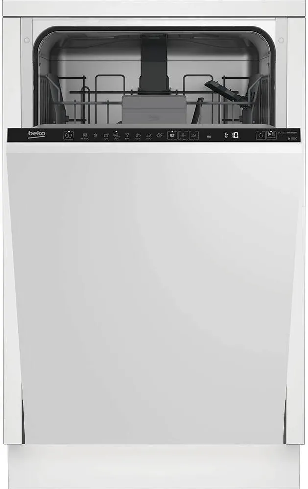 BEKO Masina de spalat vase incorporabila Beko BDIS38020Q, 10 seturi, 8 programe, Clasa E, AquaIntense, Motor ProSmart Inverter, All in 1, Hygiene Intense, Mini 30, 45 cm