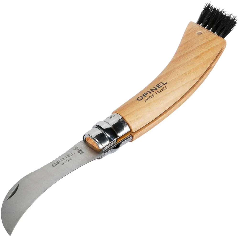 Opinel No. 08 Mushroom foldable knife w. Brush