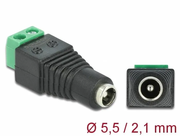 Adaptor DELOCK Terminalblock 2Pin -> DC 2,1 x 5,5mm