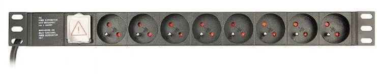 Prelungitor Gembird (PDU), 8 gniazd FR, 1U, 16A, wtyk Schuko 3m