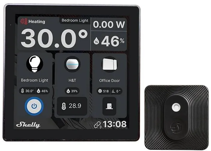 Shelly Set Shelly Wall Display Control Panel (black) + BLU H&T Ivory