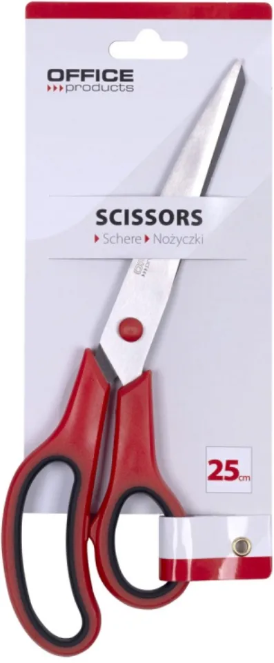 Office Products Foarfeca otel ergonomica, 25cm, rubber grip, Office Products - maner rosu/negru