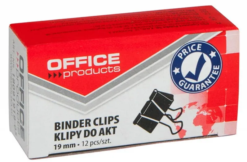 Office Products Clip hartie 19mm, 12buc/cutie, Office Products - negru