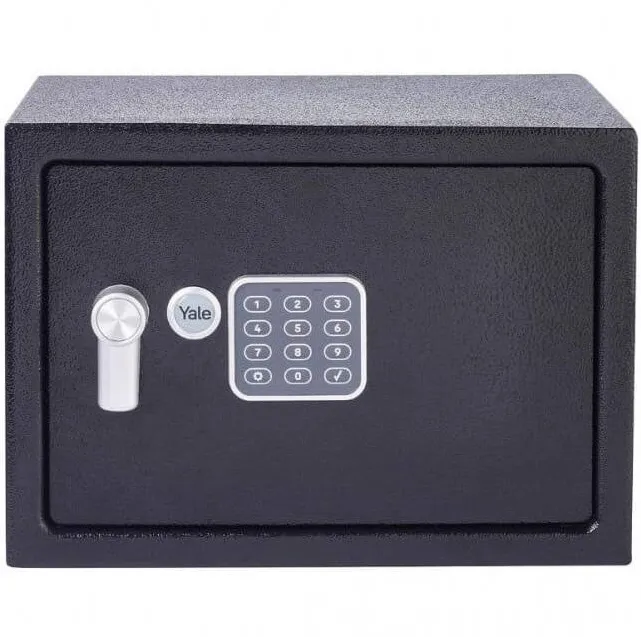 Yale Seif mediu cu alarma incorporata de 130 dB, Yale, 250 x 350 x 250 mm cu tastatura electronica, culoare negru YEC/250/DB2