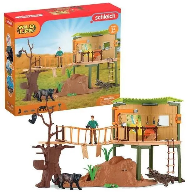 Schleich Set de joaca, Wild Adventure Station, Schleich, animale salbatice, pentru copii de la 3 ani