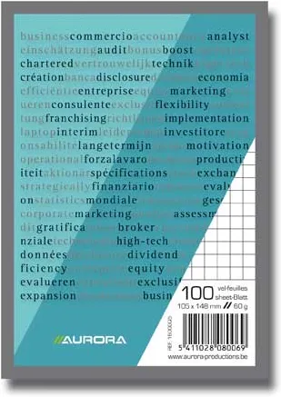 Aurora Blocnotes capsat, A6, 100 file - 60g/mp, microperforatii, Aurora Office - matematica