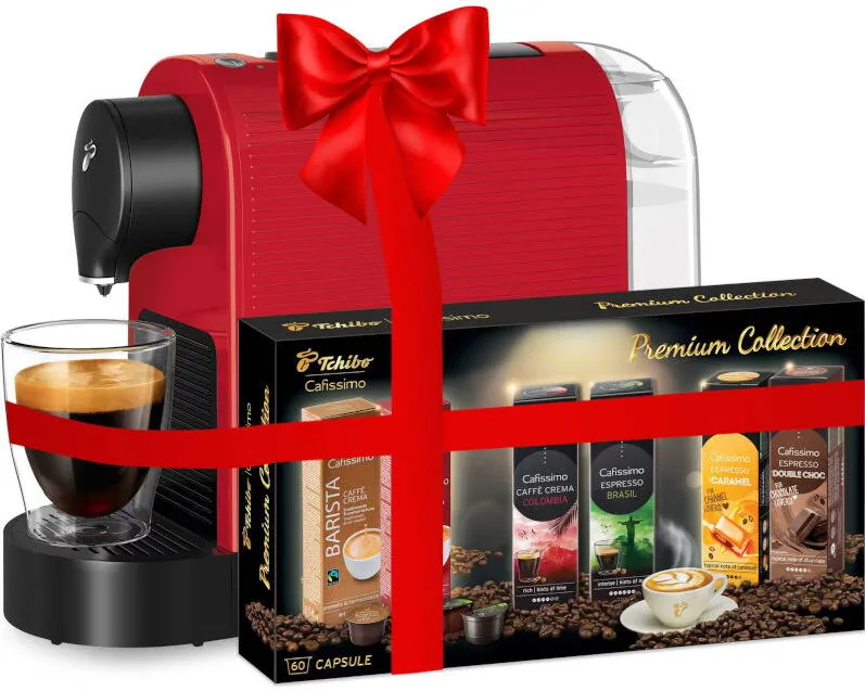 Espressor Tchibo  Cafissimo Pure Plus Rosu + Premium Collection, 1250W, 15bar, 0.8L